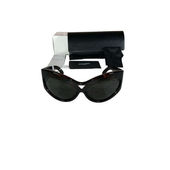 SAINT LAURENT  Cat Eye Injection Havana Grey 67 Mm Women S Sunglasses - Picture 3 of 9